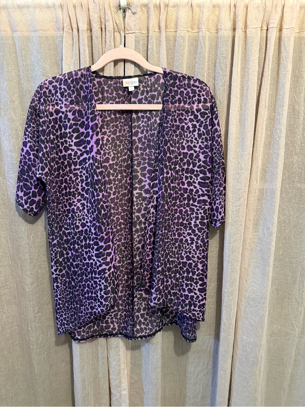 Purple Leopard Print Kimono Cardigan
